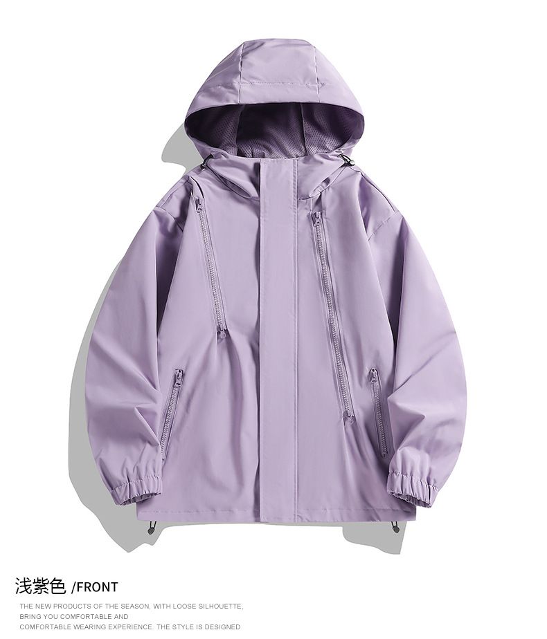 American Style Outdoor Windproof Men Waterproof Spring Autumn Loose Functional Diagonal Zipper Hiking Sports Jacket_voghion.com