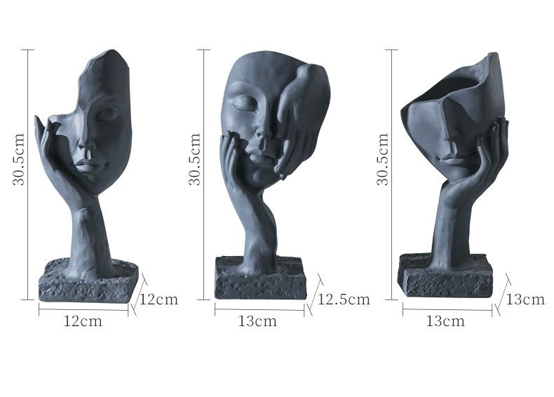 Nordic Art Vase Human Face Resin Ornament Simple Home Study Desktop Flower Vessel Figure Decoration_voghion.com