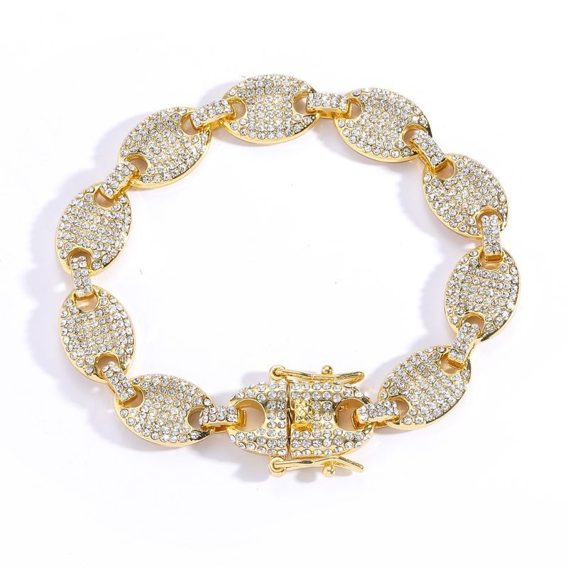 Jewelry Cuban 12mm Alloy Pig Nose Men's Diamond Set Bracelet_voghion.com
