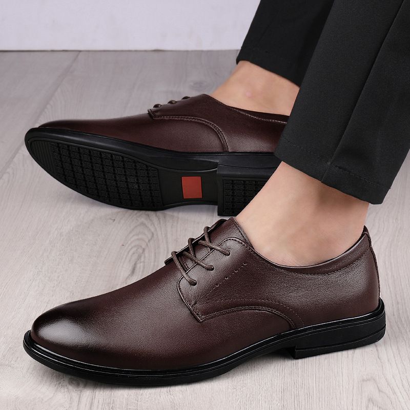 Neu Formal Für Büroangestellte Business Casual Echtes Leder Herren Vier Jahreszeiten Einfache Derby Schuhe_voghion.com
