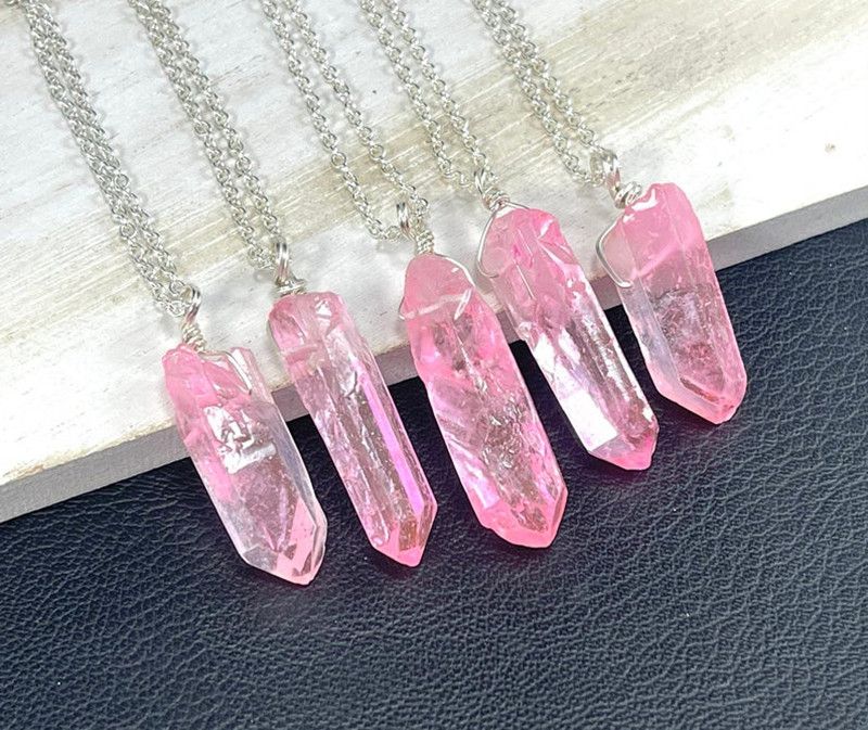 Necklaces Chakra Rainbow Point Natural Quartz Pendant Necklace_voghion.com