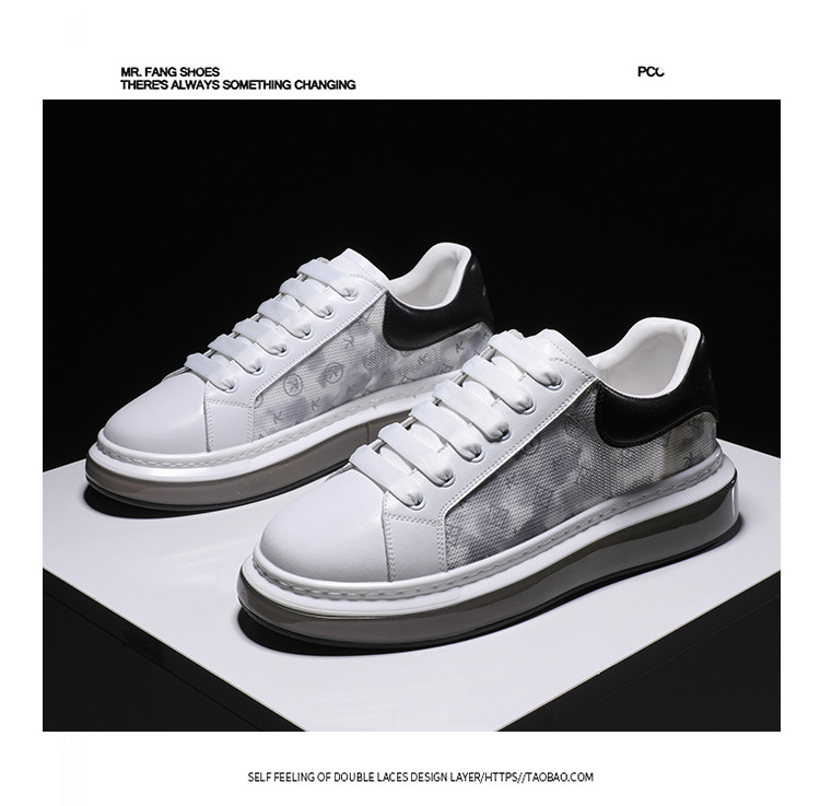 P Weiße Schuhe Herren Sommer Neue koreanische Version des dicken Bodens erhöhte lässige Eisseide atmungsaktive Mesh-Panel leuchtende Flut_voghion.com