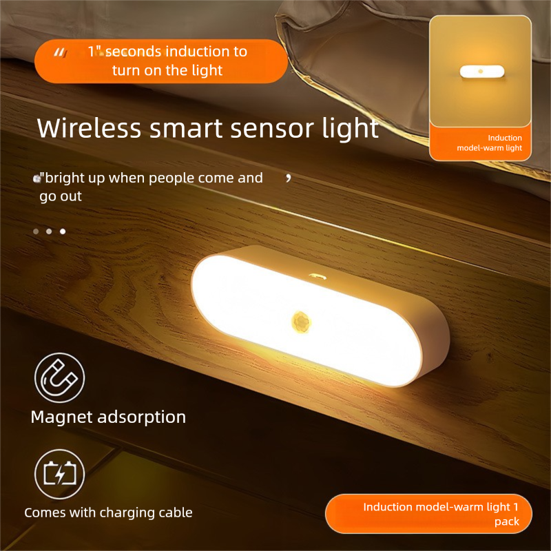 Lampe à détecteur de mouvement, veilleuse rechargeable à commande vocale, applique murale sans fil pour couloir, étanche IP55, USB, pour extérieur_voghion.com