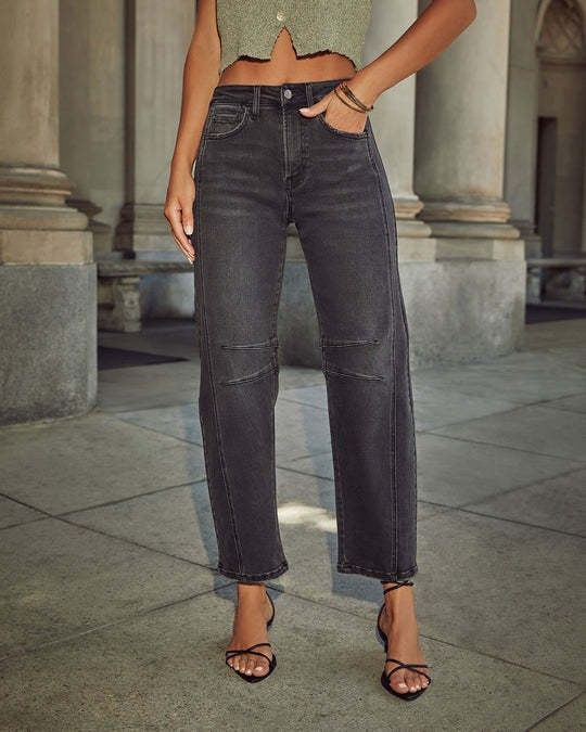 Jeans décontractés amples taille moyenne coupe droite délavés pour femmes Commerce extérieur transfrontalier JEANS européens et américains_voghion.com