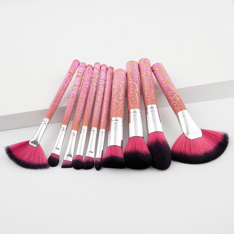 10 pcs makeup brush set makeup tools crackle/yellow handle/red handle fan brush GUJHUI_voghion.com