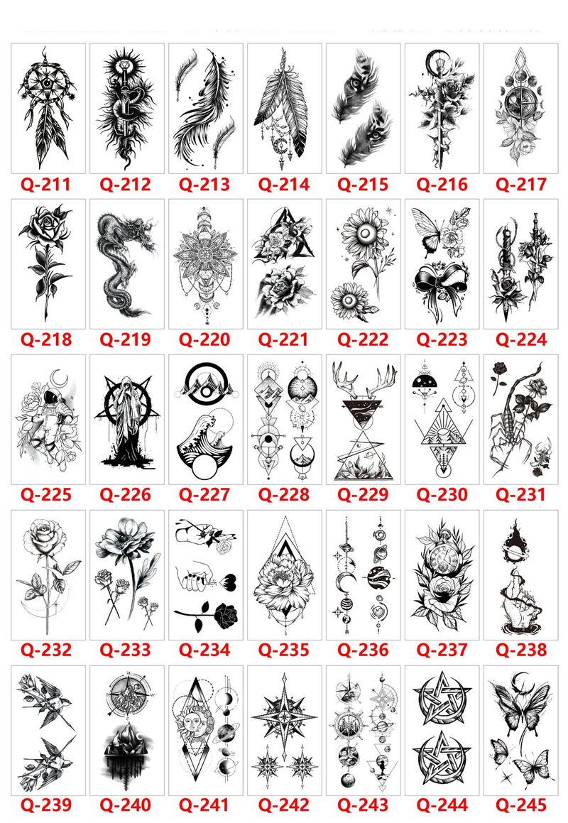Q 361-400 Juego de pegatinas para tatuajes pequeños, resistentes al agua y frescos, en cualquier combinación_voghion.com