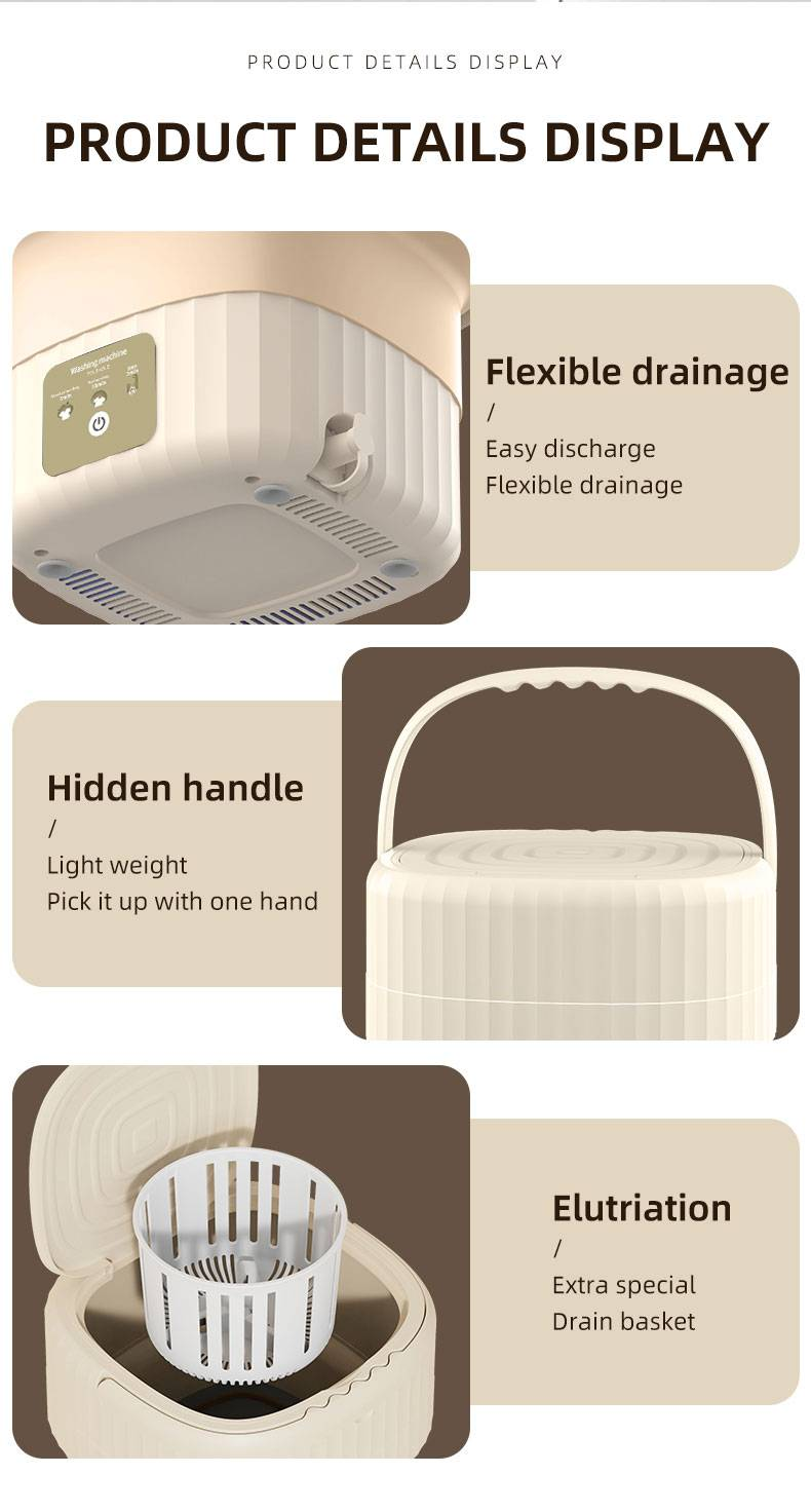 Folding Washing Machine 9L Large Capacity Household Portable Underwear & Panties Dehydrator Eluting All-in-One Mini Washing Machine_voghion.com