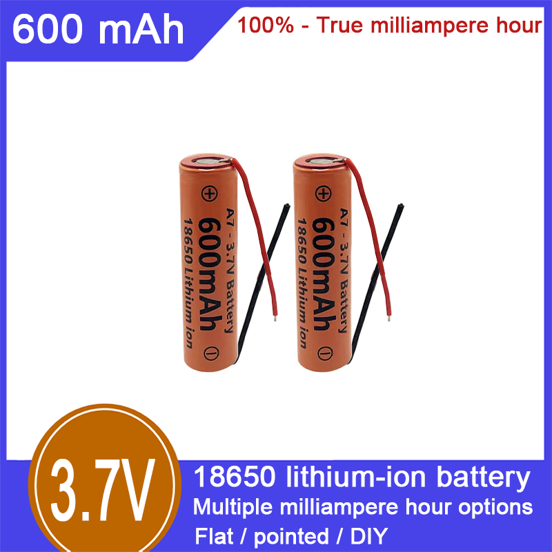 Batterie rechargeable lithium-ion 18650, 3,7 V, 600 mAh, capacité 100 %, adaptée aux jouets électriques, cigarettes électroniques, lampes de poche et autres domaines_voghion.com