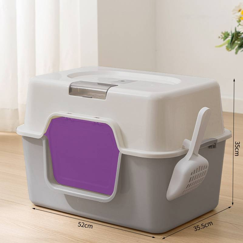Litiera pentru pisici, cutie de toaletă închisă pentru pisici, toaletă mare pentru pisici, rezistentă la mirosuri, stropire cu nisip, rezistentă la UV, toaletă super mare pentru pisici_voghion.com