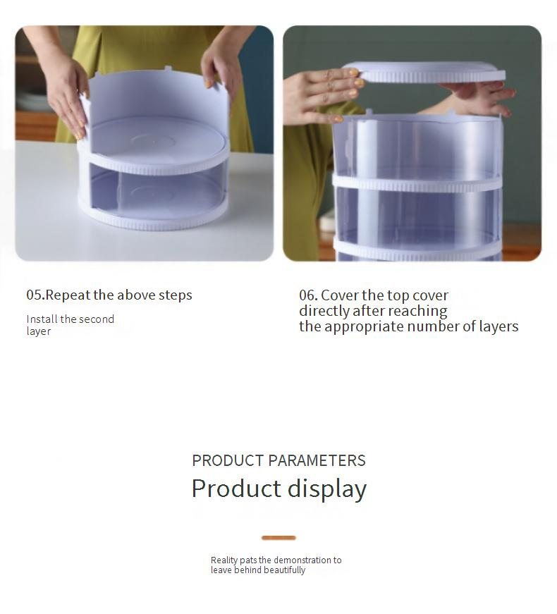 3-Tier Transparent Food Cover - Plastic Stackable Storage Container For Kitchen (Dust & Insect Proof Fridge Organizer)_voghion.com