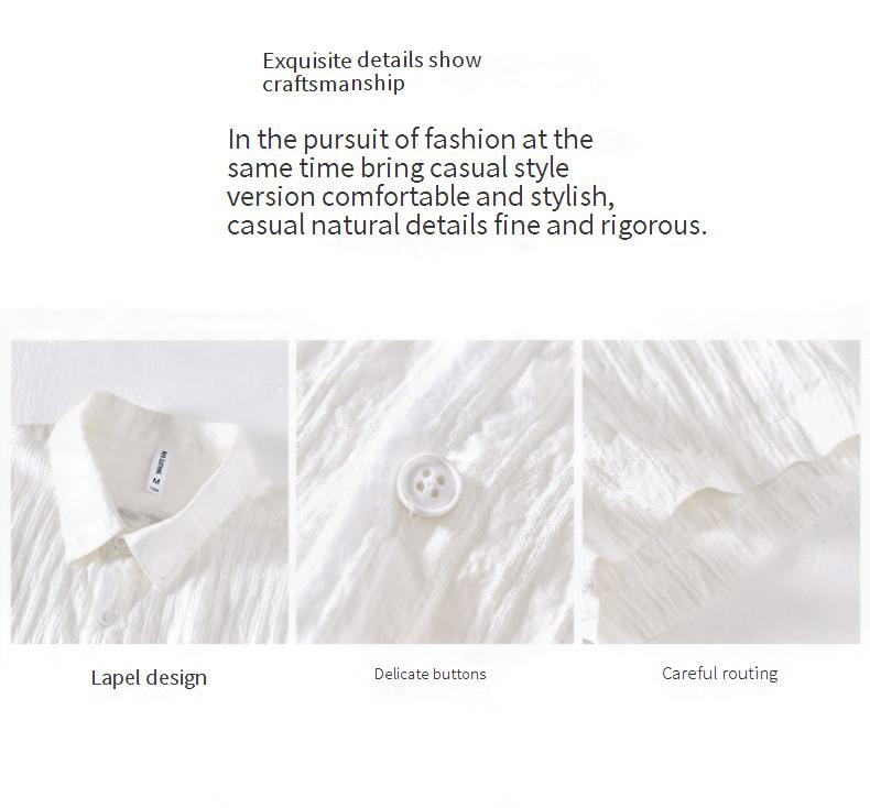 Herrenbekleidung Sonnenschutz Oberbekleidung Einfarbiges Hemd Lässiges, lockeres, atmungsaktives Baumwollhemd_voghion.com
