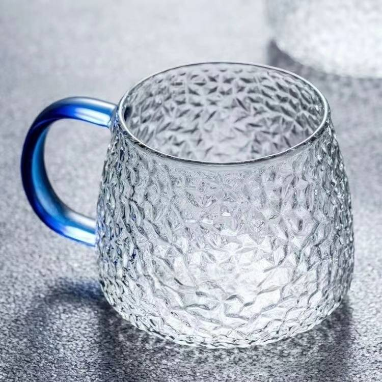 Thickened Hammer Pattern Pineapple Cup Tropical Handle Water Cup Home Fashion Breakfast Cup Beverage Cup Milk Cup Glass Water Cup_voghion.com