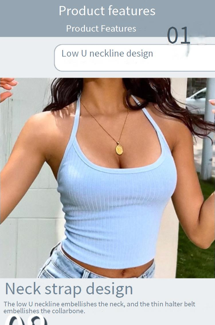 Sexy Neckholder-Sport-BH für Damen – Integriertes gepolstertes Workout-Oberteil, Racerback-Yoga-Tank zum Laufen, Fitnessstudio, Tanzen – Atmungsaktives Nylon-Spandex_voghion.com