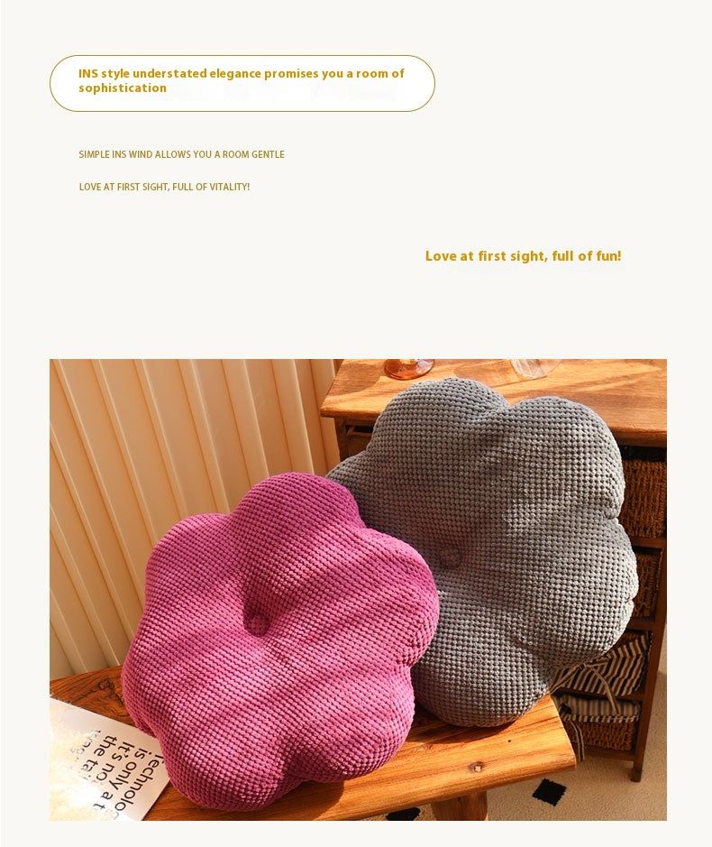 Modern Fluffy Floor Cushion – Soft & Supportive Seat Pad For Sofa, Office & Meditation (45x45cm, 3D PP Cotton Filling, Non-Slip Base, Washable Cover)_voghion.com