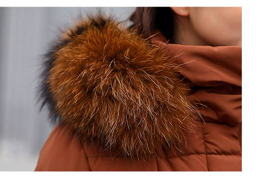 Women’s Long Winter Coat With Raccoon Fur Hood – Slim Fit Thermal Jacket, Extra-Length Polyester Shell & Down Alternative Filling_voghion.com