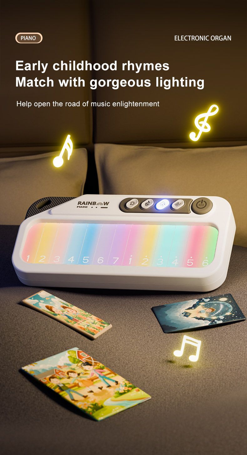 Ultimo giocattolo musicale tascabile portatile con tastiera elettronica con sensore tattile, luce arcobaleno, strumenti musicali innovativi per bambini_voghion.com