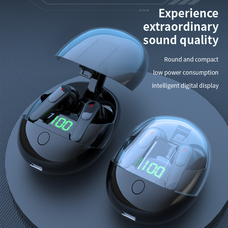Pro One Click Open Cover alacsony fogyasztású átlátszó tok digitális kijelzővel ellátott mini Bluetooth fülhallgató_voghion.com