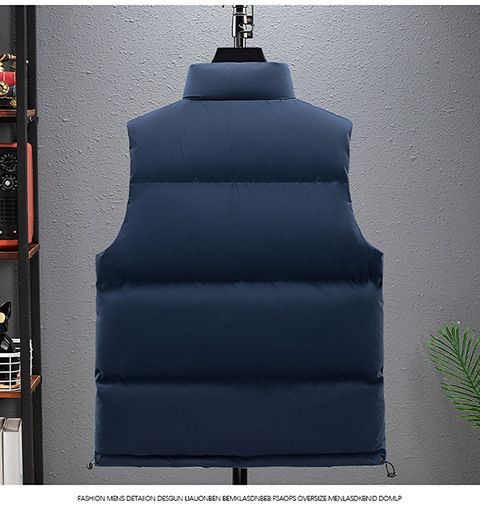 Oversize-Steppweste, ärmellos, mit Seitentaschen, dickem Baumwollmischgewebe, knitterfreiem Polyesterfutter, Unisex-Lagenlook, unverzichtbar_voghion.com