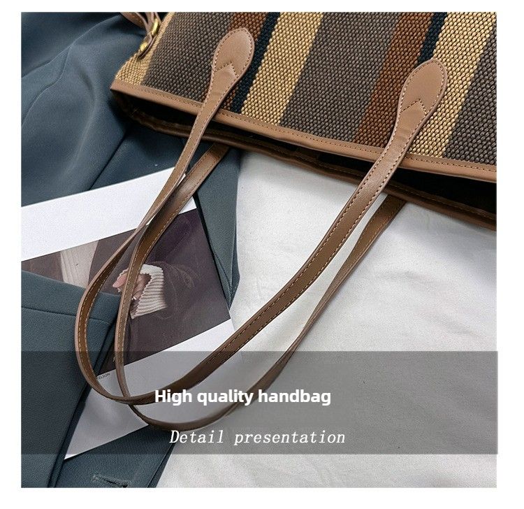 Einkaufstasche Canvas Streifen Große Kapazität Brieftasche Designer Damen Geldbörsen und Handtaschen Umhängetasche Schultertasche Handtasche Top Handle Bag_voghion.com
