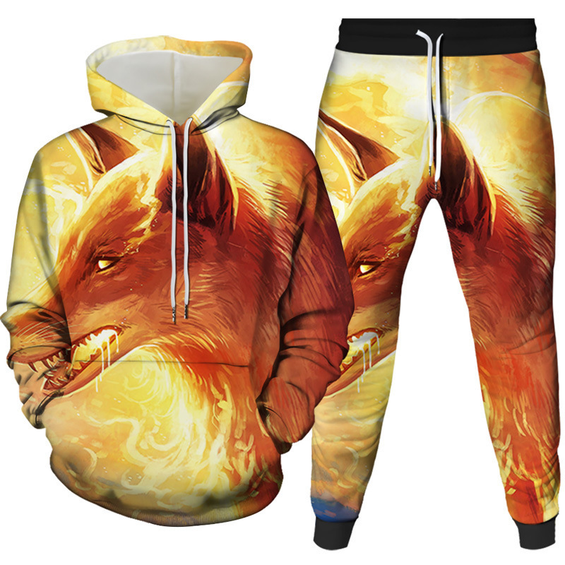3D couple printed hoodie set, spring and autumn, sports, personalized travel, men's hip-hop pants, class clothing trend_voghion.com