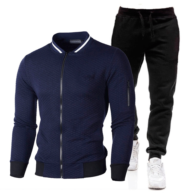 Suéter informal con cremallera y cuello alto para hombre, conjunto de cárdigan a cuadros liso, imprimible, 2021_voghion.com