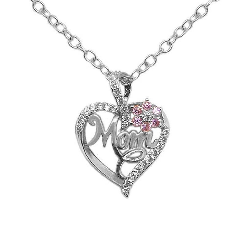 Collana versatile con fiore a forma di cuore elegante e nuova moda 2023 per donna con ciondolo semplice MOM di lusso leggero in zircone intarsiato_voghion.com