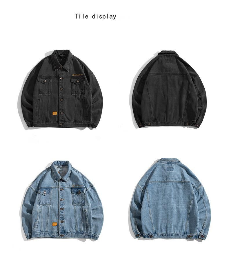 Veste en jean automne-hiver pour hommes, ample et beau patchwork, veste décontractée Instagram version coréenne tendance_voghion.com