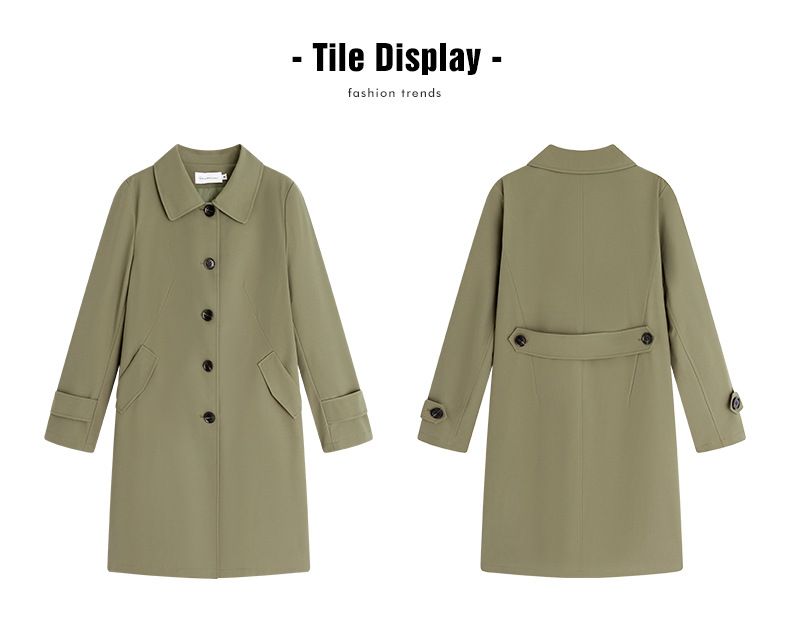 Elegante trench lungo da donna: vestibilità slim, stile ampio, capospalla versatile (M/L/XL/2XL/3XL, verde chiaro/kaki/rosso/blu navy/verde scuro)_voghion.com