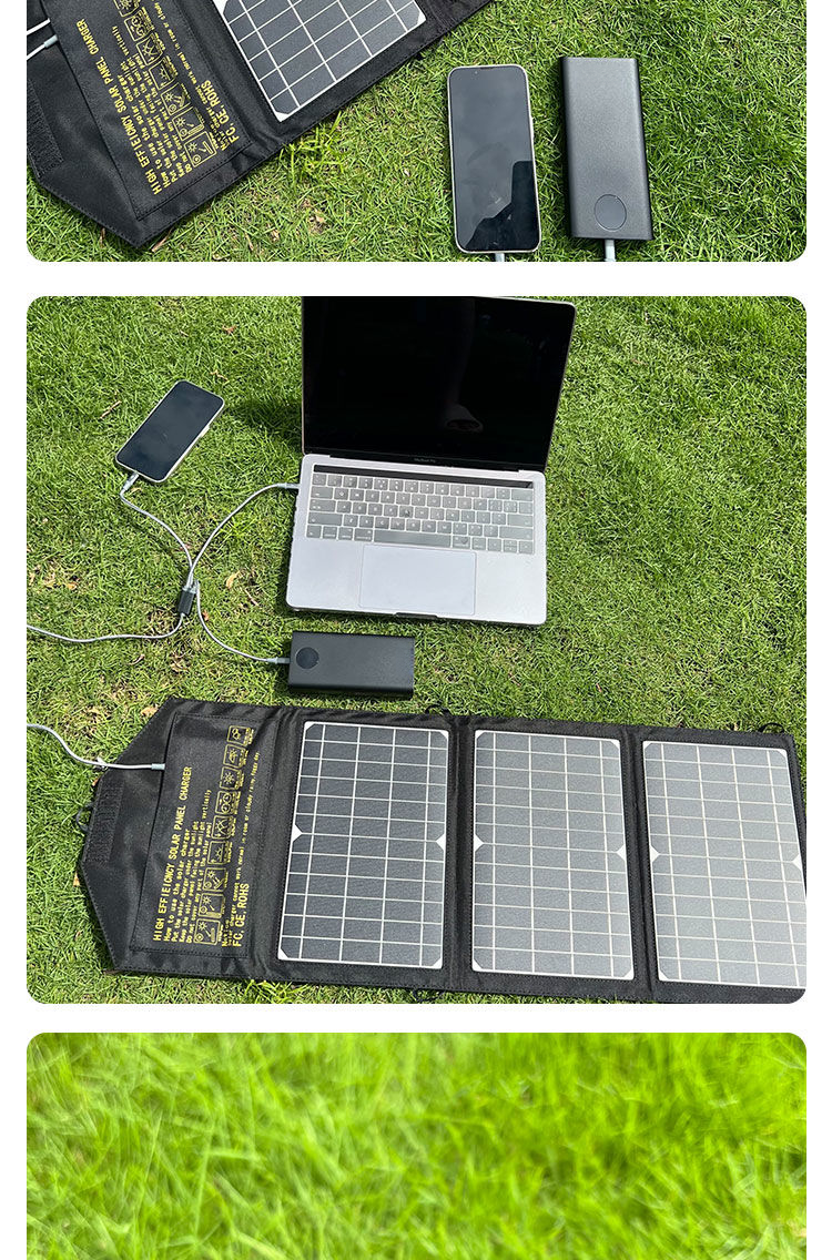 Monokristallines Silizium-Solarpanel, faltbar, tragbar, für den Außenbereich, Camping-Telefon-Ladegerät, schnelles Aufladen_voghion.com