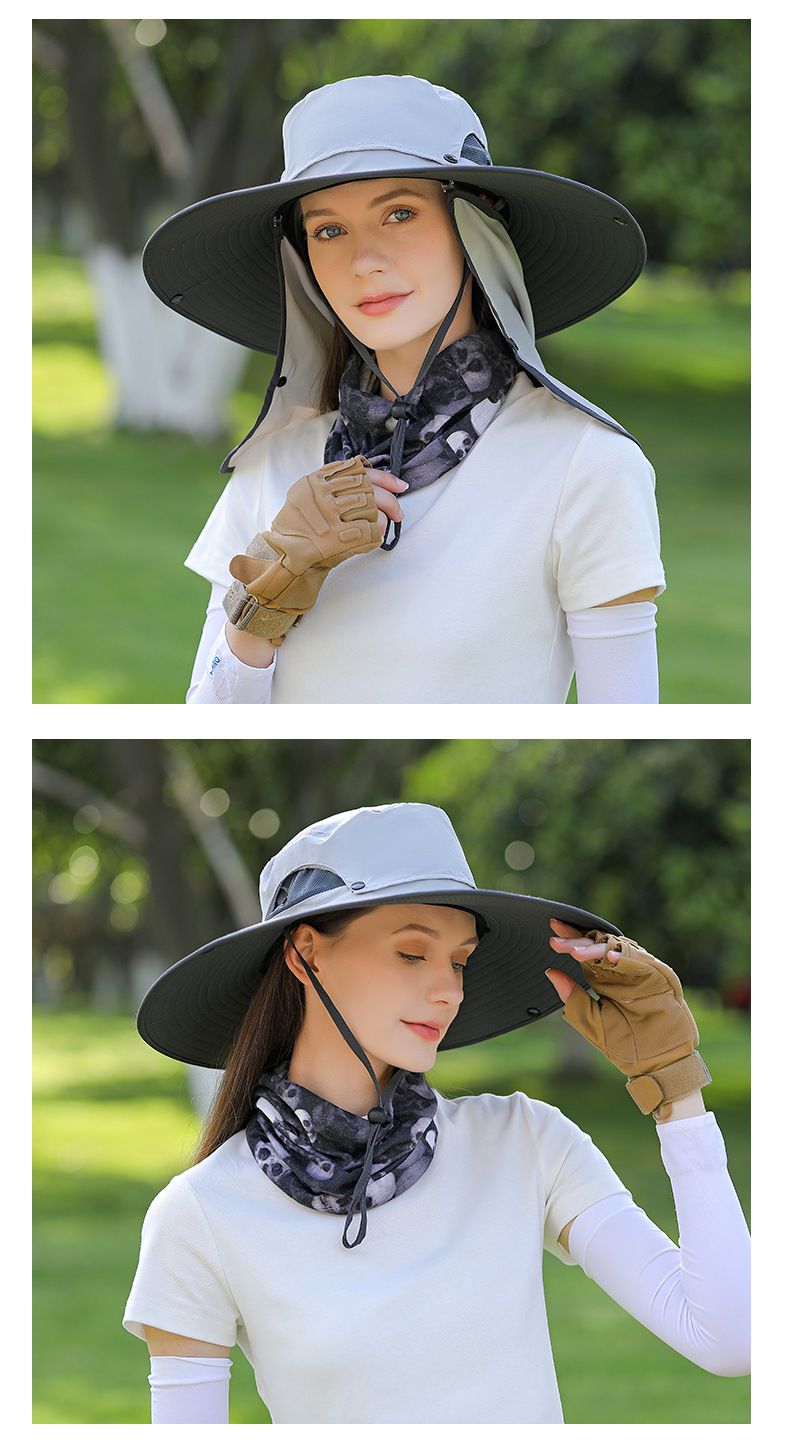 Women's 12CM Wide Brim Sun Hat - UPF 50+ Full Face & Neck Protection For Hiking & Travel (Summer Outdoor Essential)_voghion.com
