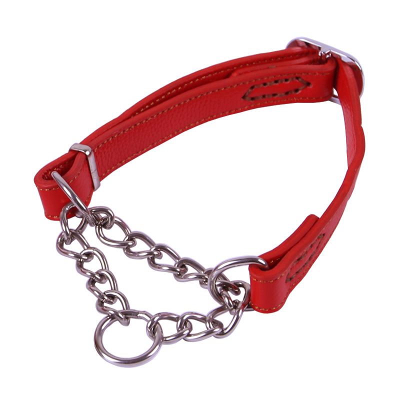 Obroża dla psa Pet Semi-Control P Chain ze skóry bydlęcej, ze stali nierdzewnej, duża, średnia, mała_voghion.com