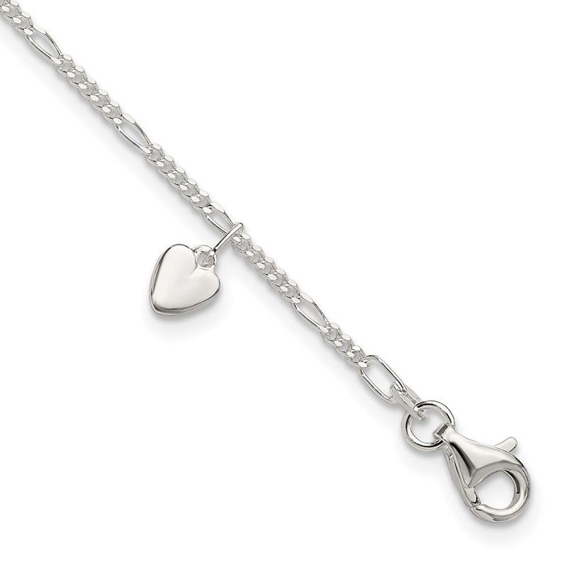 Sterling Silver Heart Dangle Anklet_voghion.com