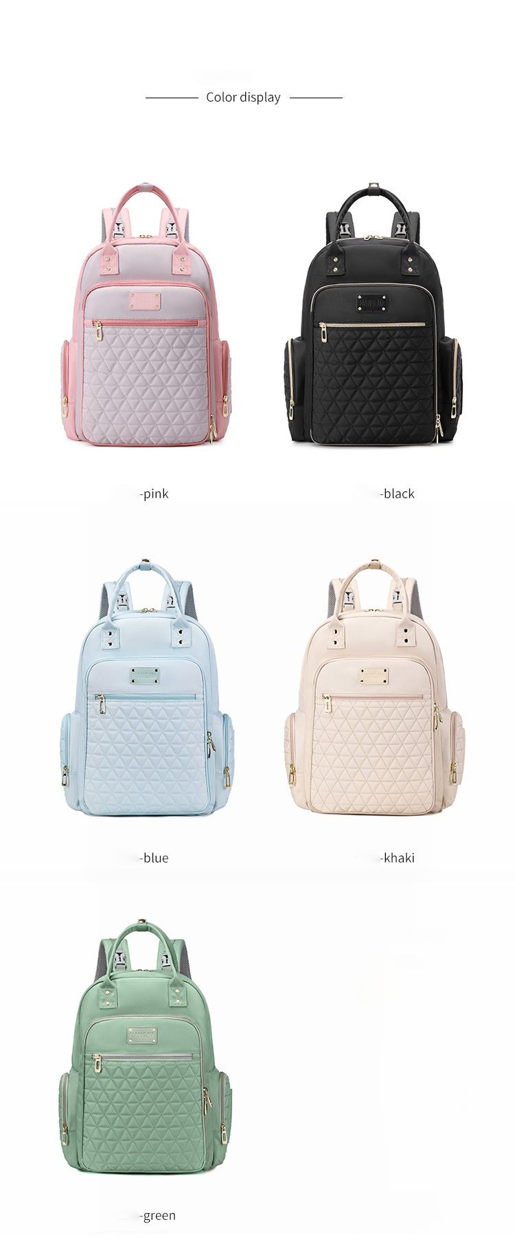 20L Wickeltasche Tragbare multifunktionale Mutter- und Babytasche Modische Stickerei Große Kapazität Wickeltasche Wasserdichter Rucksack_voghion.com