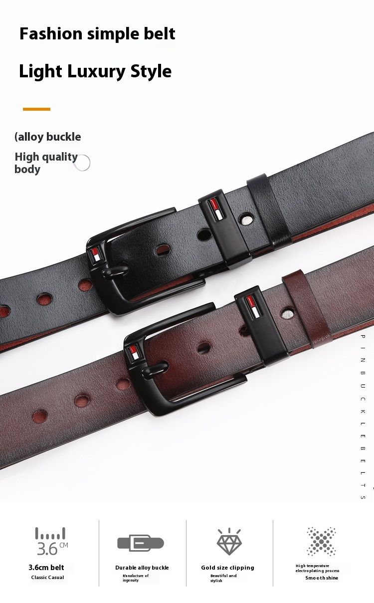 Nuova cintura con fibbia ad ago con goccia di olio in lega da uomo europea e americana per uomini di mezza età e giovani, versatile cintura per pantaloni in pelle di mucca da uomo_voghion.com
