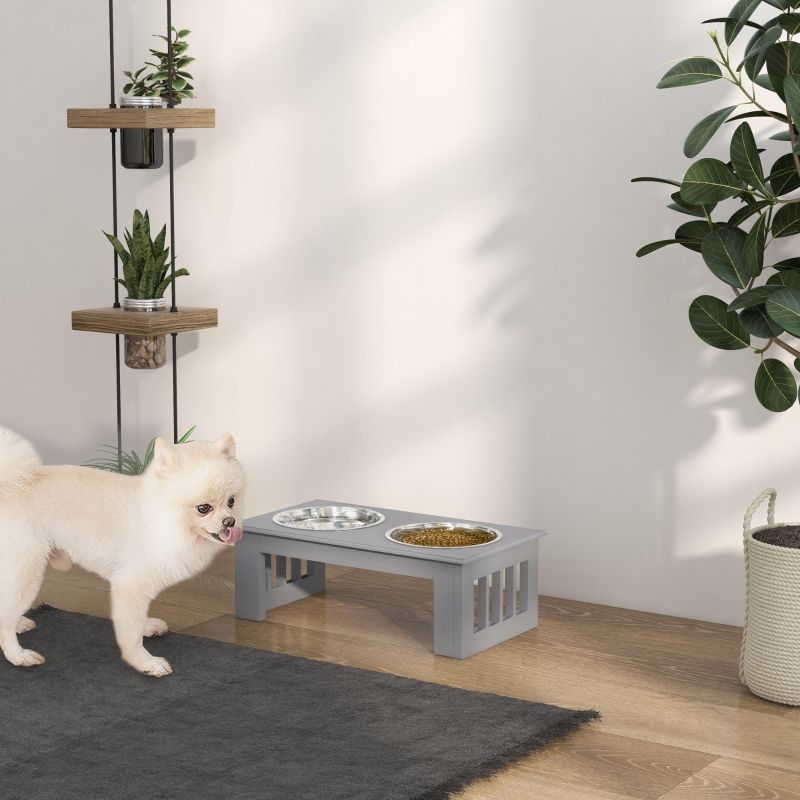 Hunde-Futterstation Rutschfest, 44x15cm, Grigio, 0,9L Pro Napf_voghion.com