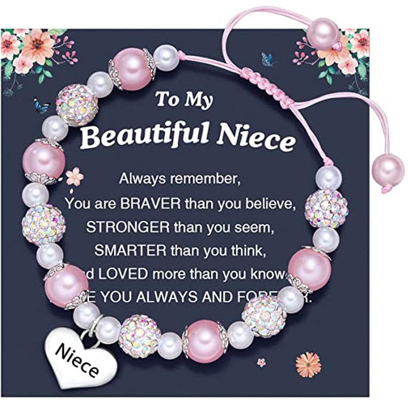 Women's Jewelry Color Shell Bead Bracelet Granddaughter Stainless Steel Love Pendant Shambhala Pink Pearl Bracelet_voghion.com