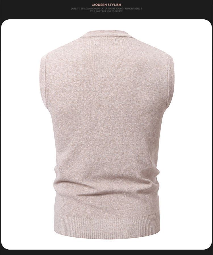 Modische Strickweste mit V-Ausschnitt für Herren – Lässiger ärmelloser Pullover für Herbst & Winter, lockere Passform, trendige Streetwear_voghion.com