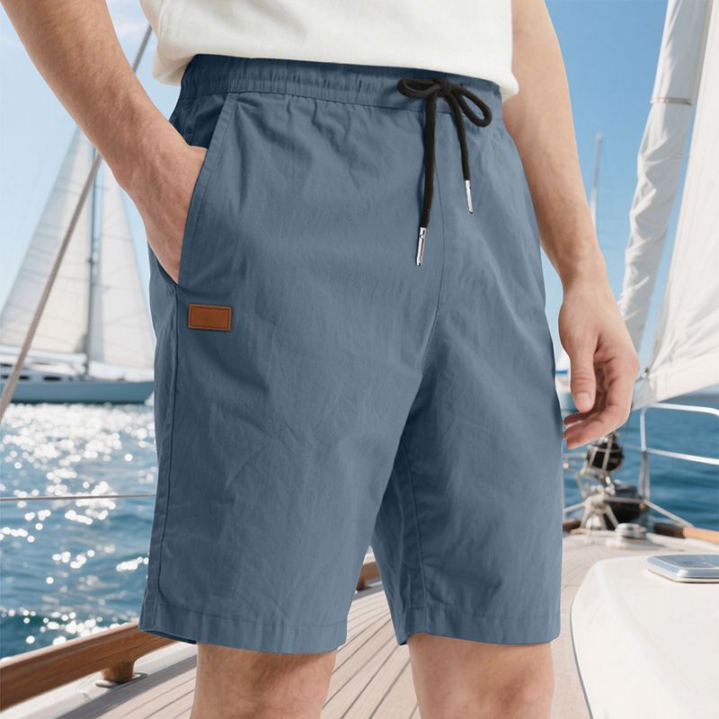 Pantalones de playa para hombre, de verano, informales, ligeros y lujosos, de cinco puntos, con cordón cruzado, talla grande_voghion.com