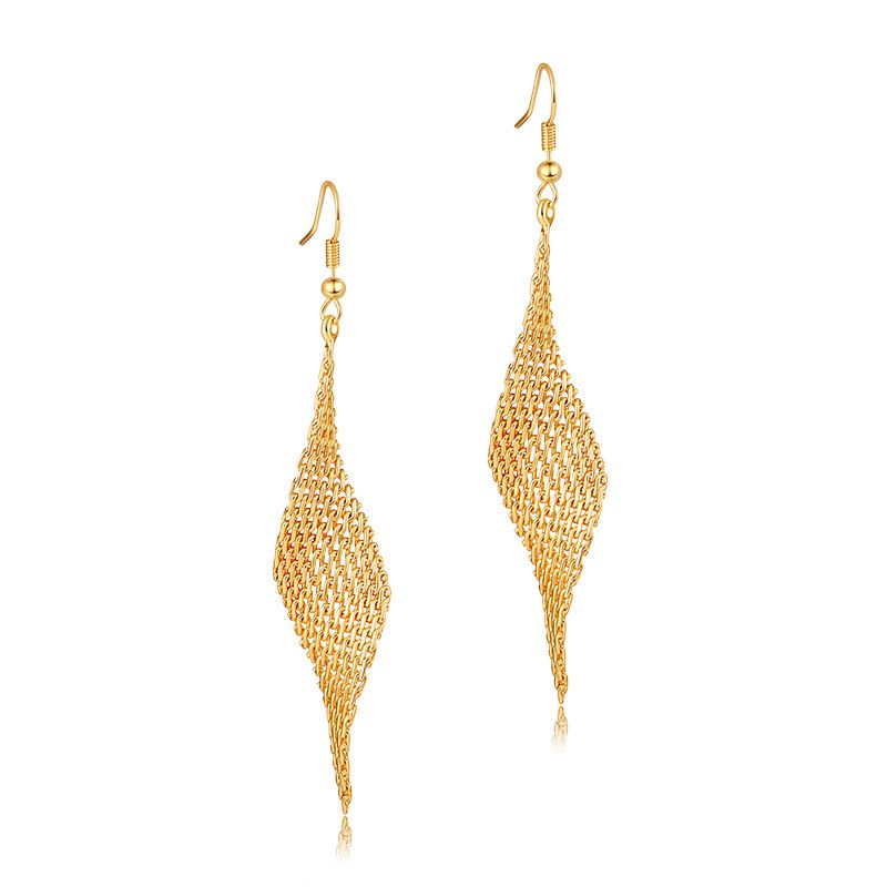 Ganci per orecchini con nappa lunga placcati in oro vero, design temperamento, modificano la forma del viso, personalità, orecchini con texture di alta qualità_voghion.com