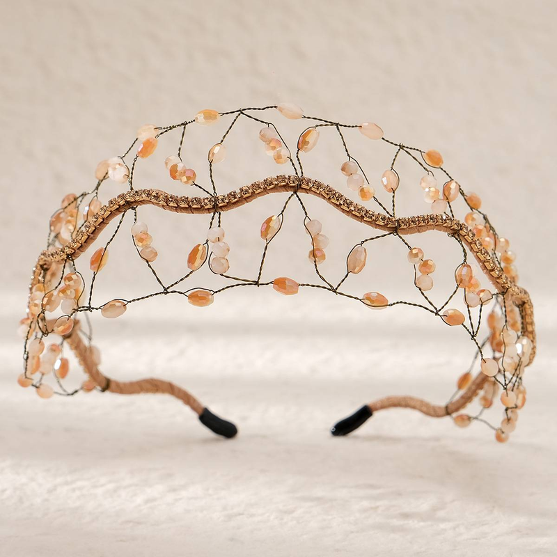 Nouveau bandeau en cristal de mariée boule de mariage fête presse bandeau luxueux bandeau tissé à la main_voghion.com