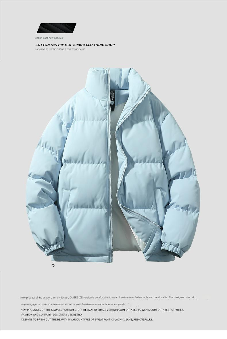 Trendy Stehkragen Pufferjacke für Männer und Frauen 2024 Winter Neuer verdickter Daunenmantel Warme und stilvolle Paarkleidung_voghion.com
