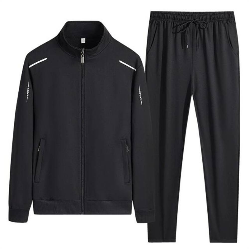 Spring Autumn Fashion Tracksuits Men's Stand Collar Zipper Sweatshirts + Lace-Up Sweatpants 2 Piece Casual Sport Sets L-6XL_voghion.com