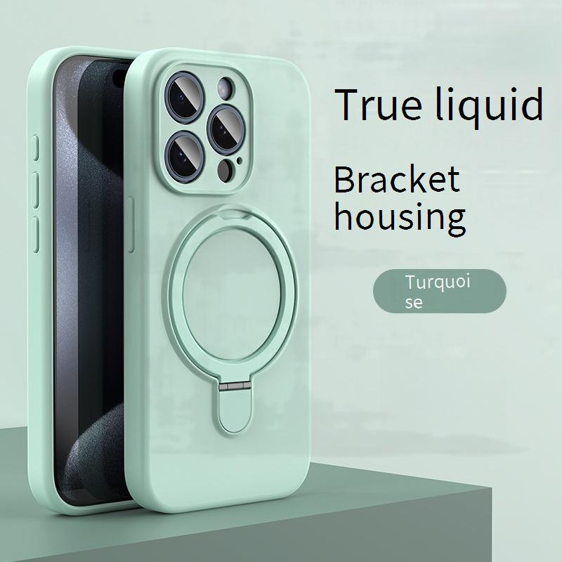 Magnetische Flüssigsilikonhülle mit Ständer für das iPhone 16 Pro Max – vollständiger Kameraschutz, rutschfester Griff, 360° stoßfeste Abdeckung_voghion.com