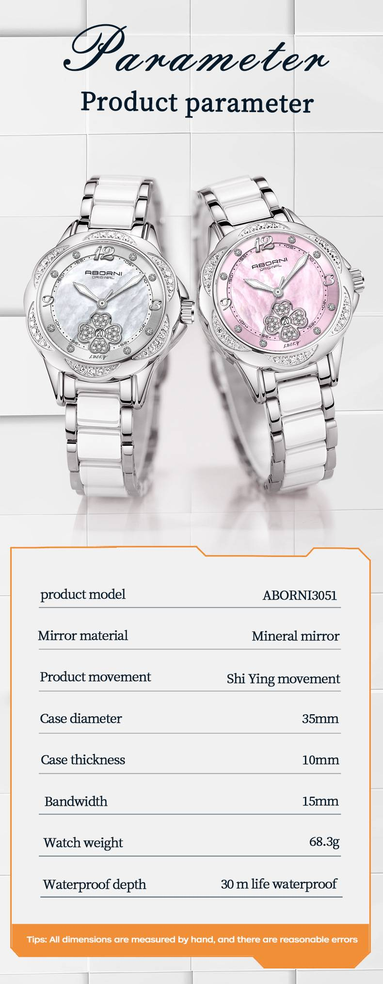 Relógio de quartzo feminino elegante com detalhes em diamante, vidro mineral, pulseira de aço inoxidável e cerâmica, resistente à água, relógio elegante e elegante_voghion.com