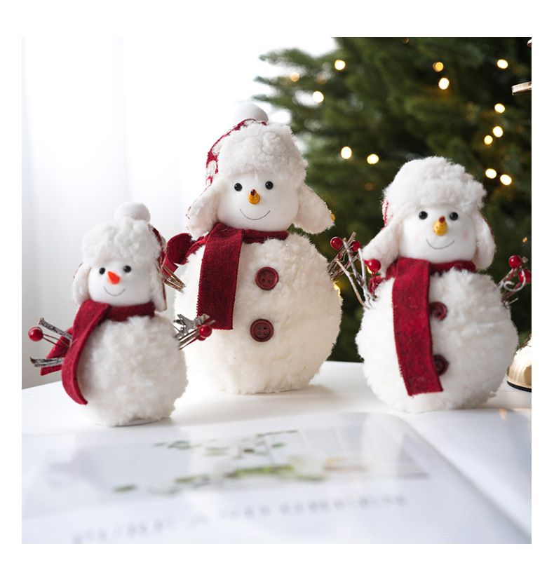 Christmas Soft Knit Snowman Plush Doll - Festive Holiday Decor Cute Ornament For Home Tree & Gift (Large/Medium/Small)_voghion.com