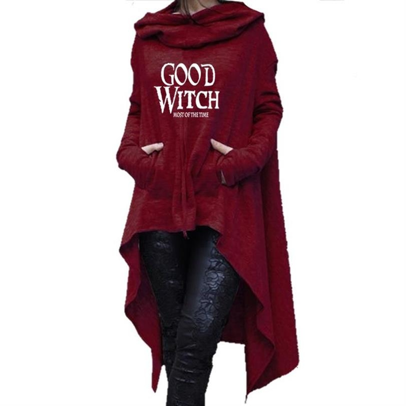 Long dress Hoodies For Women Halloween good witch Letters Print cloak Punk Hoodies Woman Kawaii Sweatshirt Femmes Tops_voghion.com