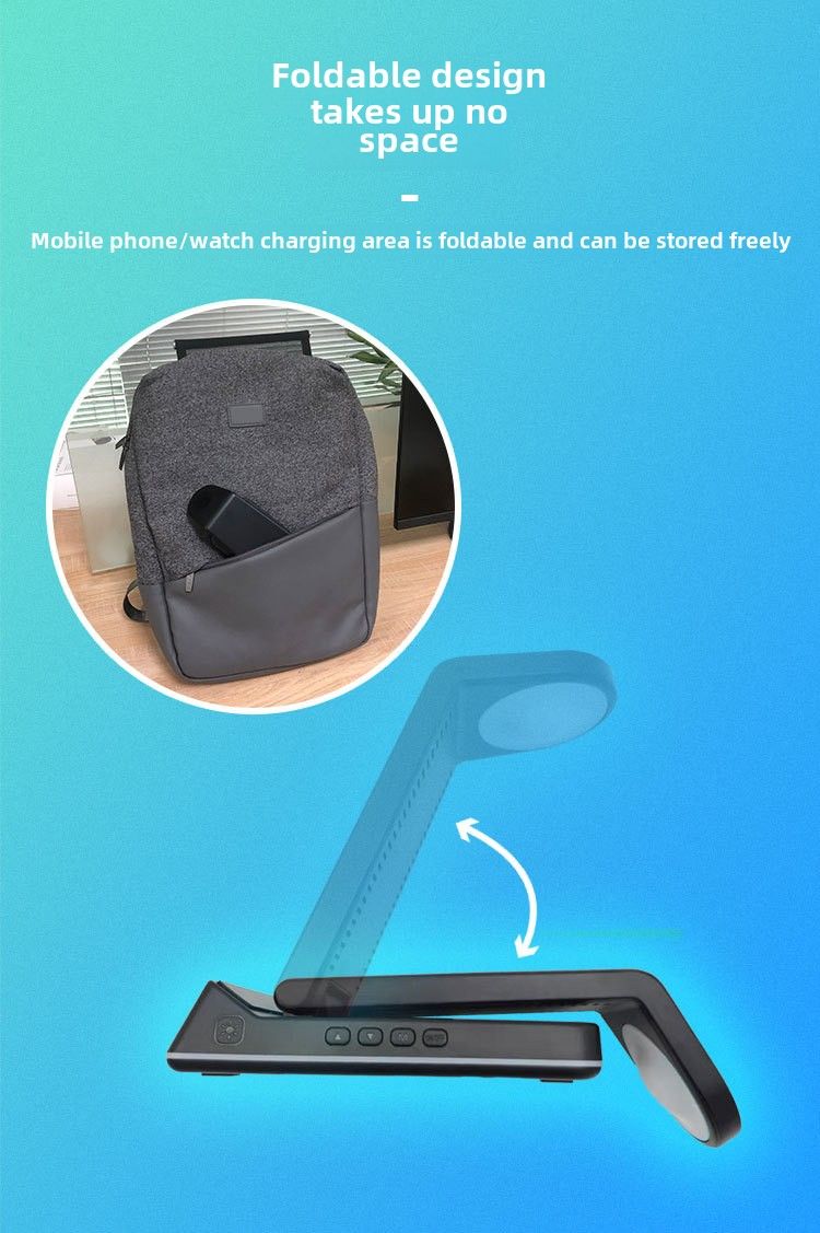 Silent Wireless Charger in Bedroom - for Samsung and iPhone iWatch AirPod, alarm clock settings, night lights, phone holder functions_voghion.com