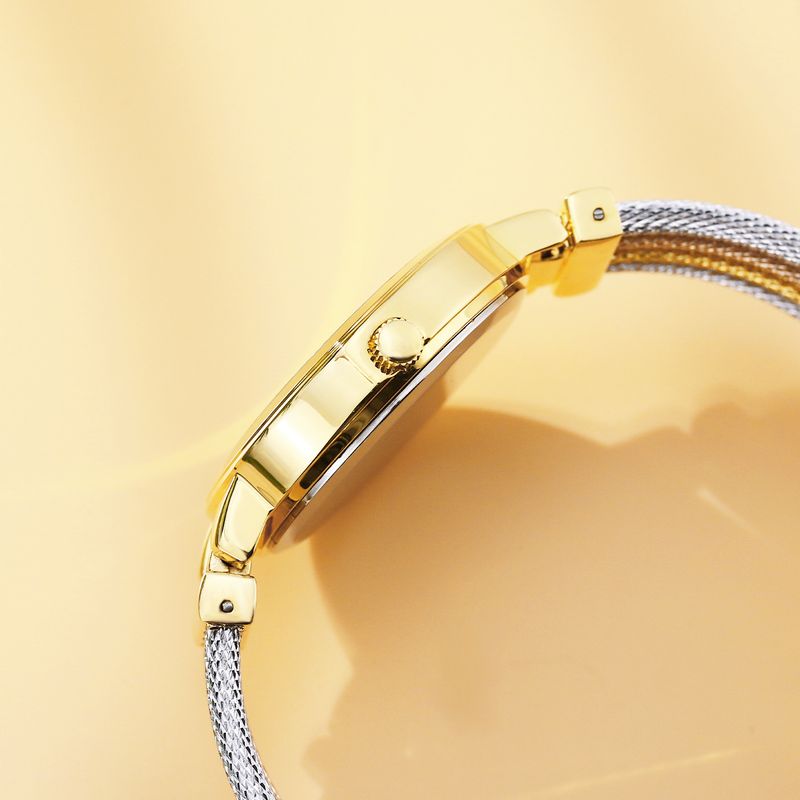 Watch Fashion Trend Round Gold Multi Color Copper Ribbon Ladies Quartz Watch_voghion.com