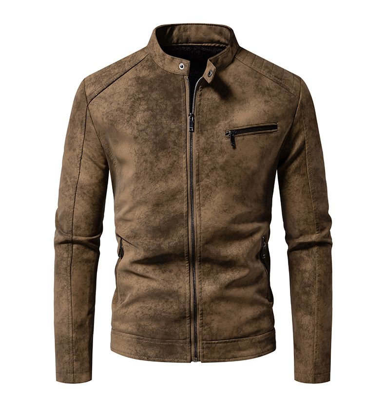 Veste vintage en similicuir pour homme avec doublure polaire – Manteau en PU style motard rétro pour tenues décontractées et d'équitation._voghion.com