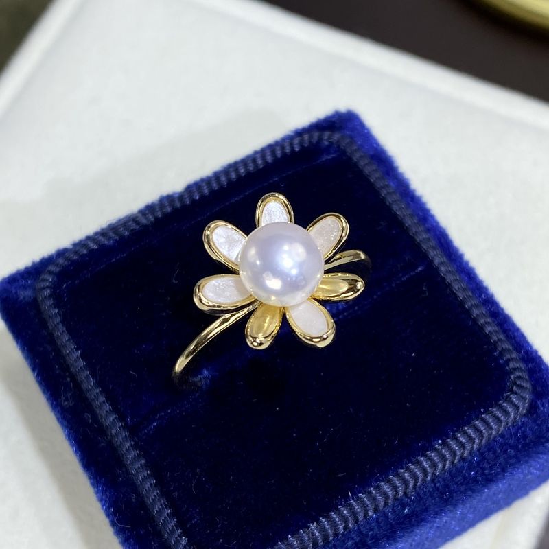 Anello di perle d'acqua dolce naturale, anello di lusso leggero e regolabile con apertura in atmosfera_voghion.com